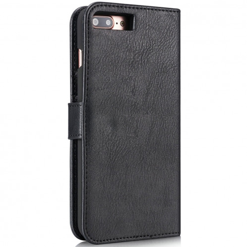 DG.MING pour iPhone 8 Plus et iPhone 7 Plus Étui de protection magnétique détachable à rabat horizontal Crazy Horse Texture avec porte-monnaie et fentes pour cartes et porte-monnaie (Noir) SD045B436-010