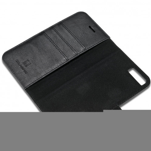 DG.MING pour iPhone 8 Plus et iPhone 7 Plus Étui de protection magnétique détachable à rabat horizontal Crazy Horse Texture avec porte-monnaie et fentes pour cartes et porte-monnaie (Noir) SD045B436-010