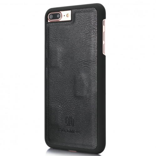 DG.MING pour iPhone 8 Plus et iPhone 7 Plus Étui de protection magnétique détachable à rabat horizontal Crazy Horse Texture avec porte-monnaie et fentes pour cartes et porte-monnaie (Noir) SD045B436-010