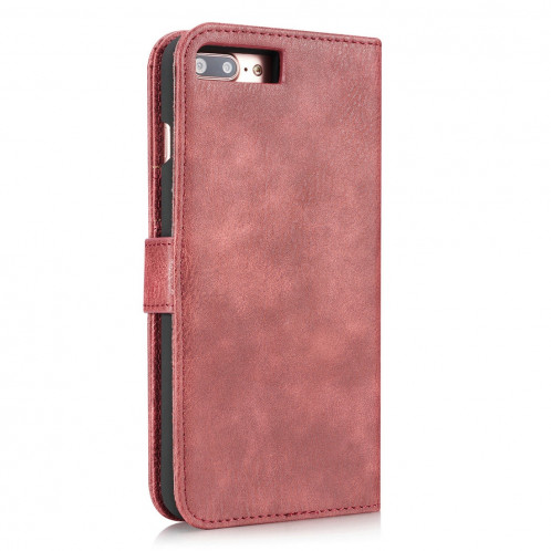 DG.MING pour iPhone 8 Plus et iPhone 7 Plus Housse de protection magnétique détachable à rabat horizontal Crazy Horse Texture avec porte-monnaie et fentes pour cartes et porte-monnaie (Rouge) SD045R1438-010