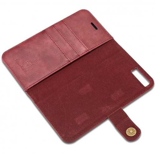 DG.MING pour iPhone 8 Plus et iPhone 7 Plus Housse de protection magnétique détachable à rabat horizontal Crazy Horse Texture avec porte-monnaie et fentes pour cartes et porte-monnaie (Rouge) SD045R1438-010