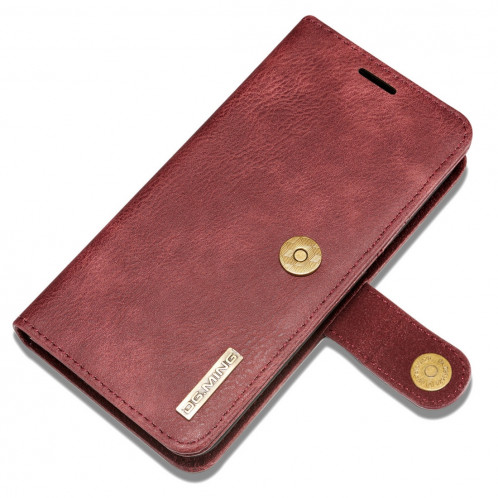 DG.MING pour iPhone 8 Plus et iPhone 7 Plus Housse de protection magnétique détachable à rabat horizontal Crazy Horse Texture avec porte-monnaie et fentes pour cartes et porte-monnaie (Rouge) SD045R1438-010