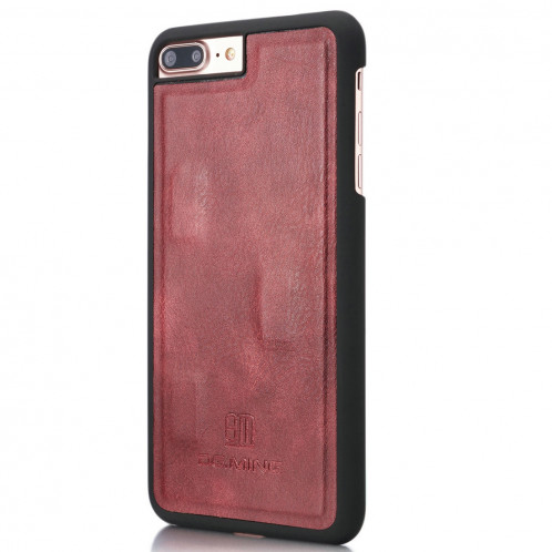 DG.MING pour iPhone 8 Plus et iPhone 7 Plus Housse de protection magnétique détachable à rabat horizontal Crazy Horse Texture avec porte-monnaie et fentes pour cartes et porte-monnaie (Rouge) SD045R1438-010