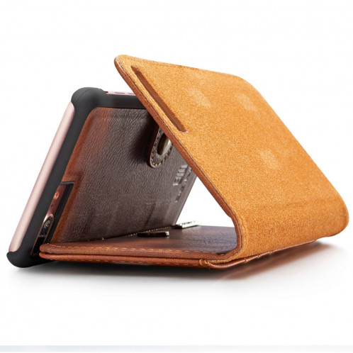 DG.MING pour iPhone 8 Plus et iPhone 7 Plus Étui de protection magnétique détachable à rabat horizontal Crazy Horse Texture avec porte-cartes et porte-monnaie (brun) SD045Z854-010