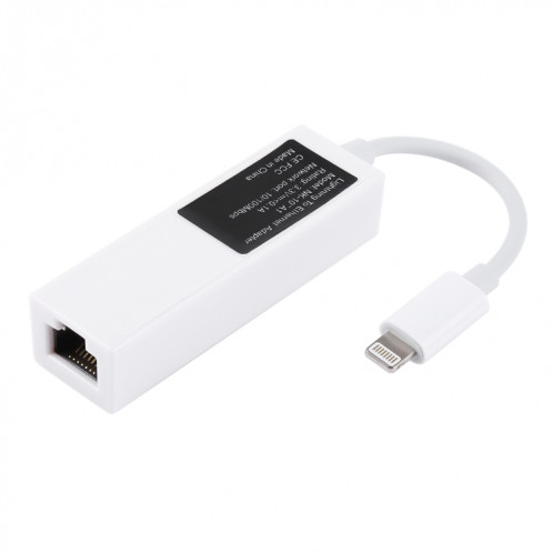 NK107A1 Câble adaptateur réseau LAN Ethernet 8 broches vers RJ45, longueur totale: 16 cm, NK107A1 Câble adaptateur réseau Ethernet LAN 8 broches vers RJ45 pour iPhone/iPad, longueur totale : 16 cm (blanc) SH090W1746-07