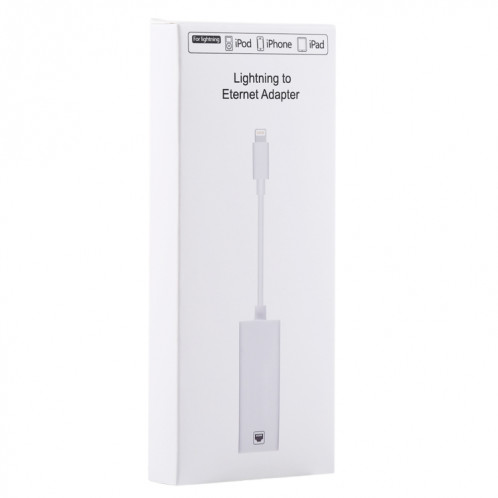 NK107A1 Câble adaptateur réseau LAN Ethernet 8 broches vers RJ45, longueur totale: 16 cm, NK107A1 Câble adaptateur réseau Ethernet LAN 8 broches vers RJ45 pour iPhone/iPad, longueur totale : 16 cm (blanc) SH090W1746-07