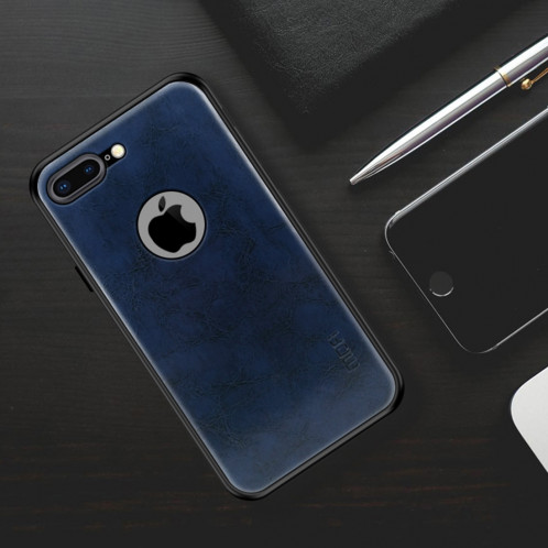 Housse de protection arrière en cuir pour PC + TPU + PU MOFI pour iPhone 8 Plus (bleue) SM093L1049-010