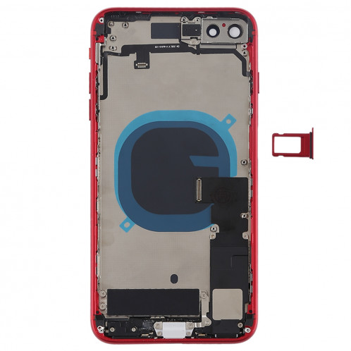 Couvercle de la batterie avec touches latérales et vibrateur et haut-parleur fort et bouton d'alimentation + bouton de volume Câble et plateau de carte pour iPhone 8 Plus (rouge) SH24RL1466-07