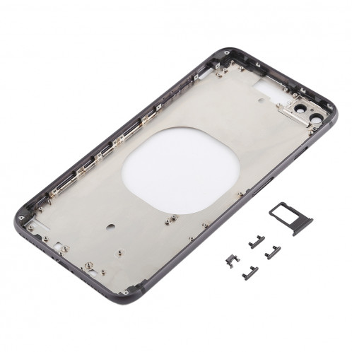Coque arrière transparente avec objectif d'appareil photo, plateau de carte SIM et touches latérales pour iPhone 8 Plus (noir) SH204B411-06