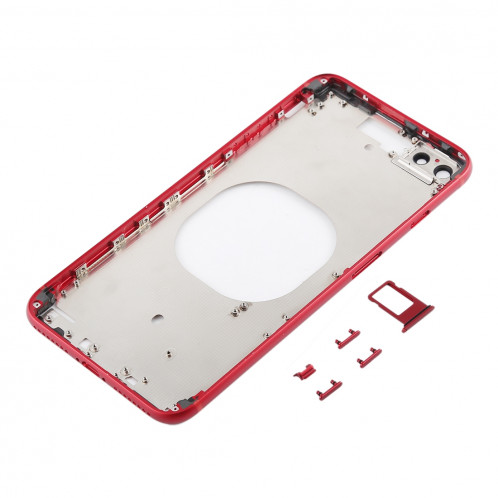 Coque arrière transparente avec objectif d'appareil photo, plateau de carte SIM et touches latérales pour iPhone 8 Plus (rouge) SH204R1900-06