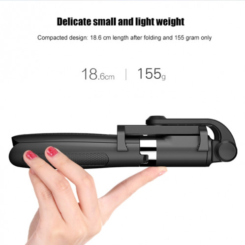 Trépied Selfie Stick à distance à obturateur Bluetooth pliable 2 en 1 pour iPhone et téléphones Android (noir) SH351B1938-014