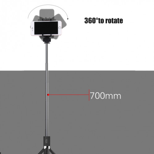 Trépied Selfie Stick à distance à obturateur Bluetooth pliable 2 en 1 pour iPhone et téléphones Android (noir) SH351B1938-014