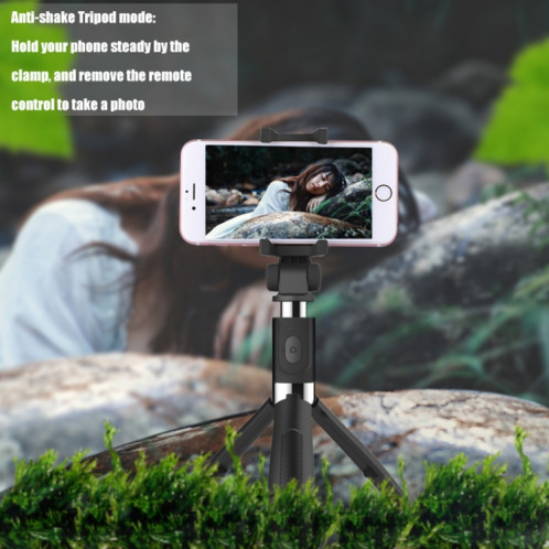 Trépied Selfie Stick à distance à obturateur Bluetooth pliable 2 en 1 pour iPhone et téléphones Android (noir) SH351B1938-014