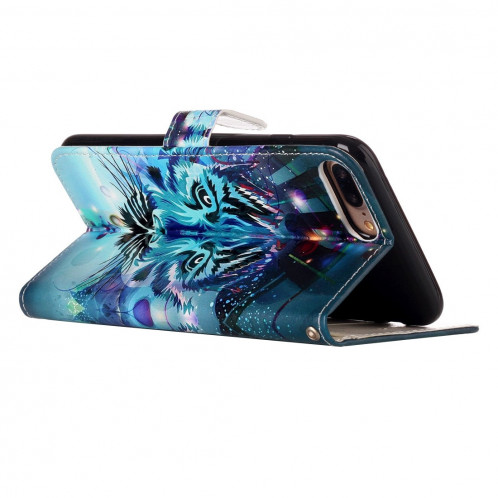 Pour iPhone 8 Plus et 7 Plus Motif Loup Embossé Motif Éléphant Horizontal Étui en cuir Flip avec porte-cartes et fentes pour cartes et porte-monnaie et cadre photo SH204A1660-07