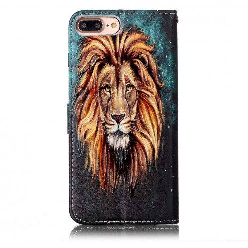 Pour iPhone 8 Plus et 7 Plus en relief Lion Motif Elephant Motif Horizontal Housse en cuir avec porte-cartes et fentes pour cartes et porte-monnaie et cadre photo SH204B1918-07