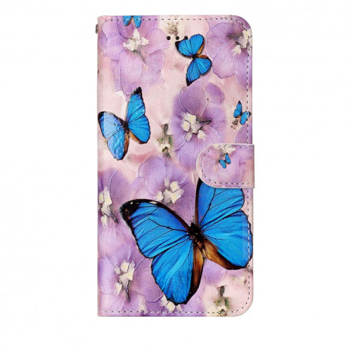 Pour iPhone 8 Plus et 7 Plus Motif papillon en relief pourpre Motif éléphant Horizontal Étui en cuir avec support et fentes pour cartes et porte-monnaie et cadre photo SH204C1681-07