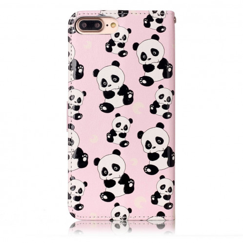 Pour iPhone 8 Plus et 7 Plus Panda gaufré Housse en cuir à rabat horizontale avec porte-cartes et fentes pour cartes et porte-monnaie et cadre photo SH204D1994-07