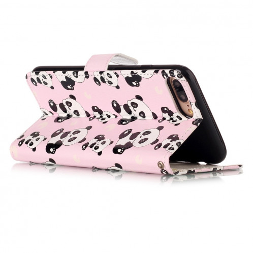 Pour iPhone 8 Plus et 7 Plus Panda gaufré Housse en cuir à rabat horizontale avec porte-cartes et fentes pour cartes et porte-monnaie et cadre photo SH204D1994-07