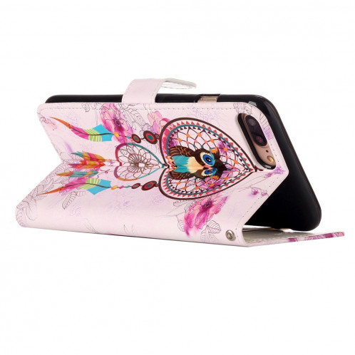 Pour iPhone 8 Plus et 7 Plus Color Dream Catcher Hibou Motif Éléphant Modèle Horizontal Étui en cuir Flip avec porte-cartes et fentes pour cartes et porte-monnaie et cadre photo SH204E1304-07