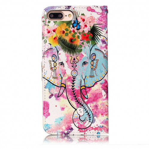 Pour iPhone 8 Plus et 7 Plus Fleur En Relief Éléphant Motif Éléphant Motif Horizontal Flip Etui en cuir avec Holder & Card Slots & Portefeuille & Cadre Photo SH204F1808-07