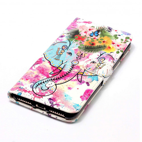 Pour iPhone 8 Plus et 7 Plus Fleur En Relief Éléphant Motif Éléphant Motif Horizontal Flip Etui en cuir avec Holder & Card Slots & Portefeuille & Cadre Photo SH204F1808-07