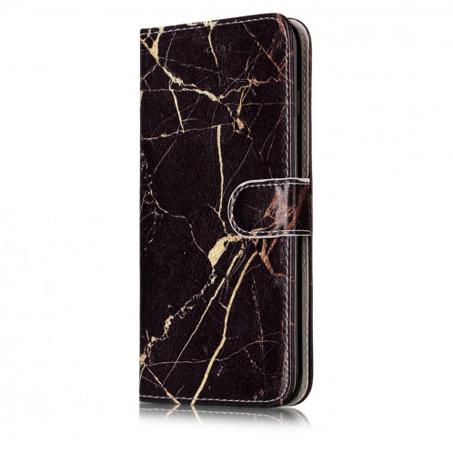 Pour iPhone 8 Plus & 7 Plus Etui en cuir noir avec motif marbre noir avec porte-monnaie et porte-monnaie SH156M1309-07