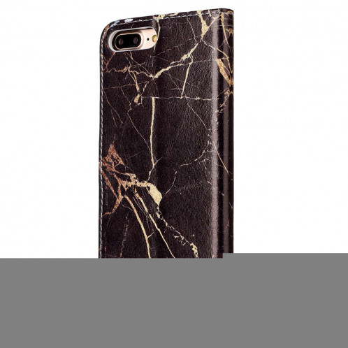 Pour iPhone 8 Plus & 7 Plus Etui en cuir noir avec motif marbre noir avec porte-monnaie et porte-monnaie SH156M1309-07
