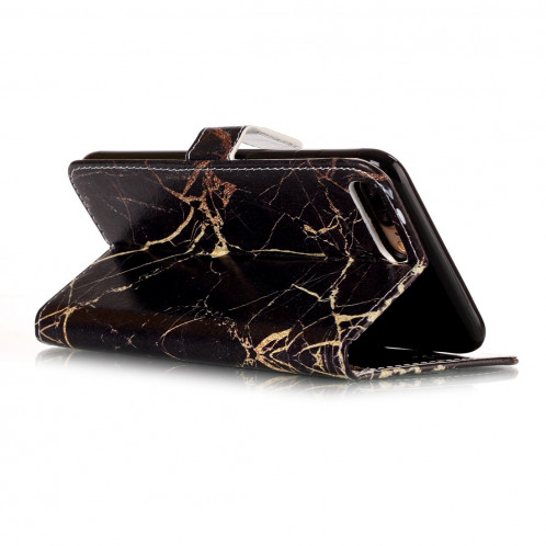 Pour iPhone 8 Plus & 7 Plus Etui en cuir noir avec motif marbre noir avec porte-monnaie et porte-monnaie SH156M1309-07