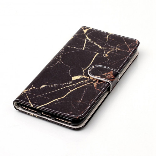 Pour iPhone 8 Plus & 7 Plus Etui en cuir noir avec motif marbre noir avec porte-monnaie et porte-monnaie SH156M1309-07