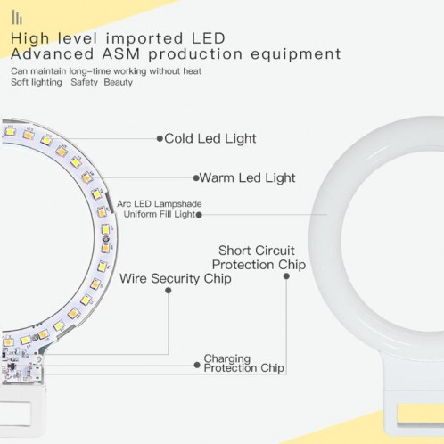 XJ18 LED Light Live Lumière de remplissage du flash avec retardateur (blanc) SH021W881-09