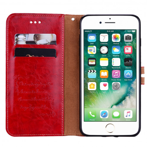Pour iPhone 8 Plus et 7 Plus Etui à rabat horizontal en cuir avec support, emplacements pour cartes et portefeuille (Rouge) SH883R773-06