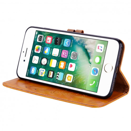 Pour iPhone 8 Plus et 7 Plus Etui à rabat horizontal en cuir avec support, emplacements pour cartes et portefeuille (Jaune) SH883Y1997-06