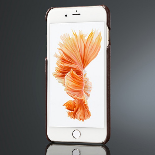 Fierre Shann Litchi Texture Etui en cuir véritable pour iPhone 8 Plus et 7 Plus, avec fentes pour cartes (Marron) SH106Z680-07