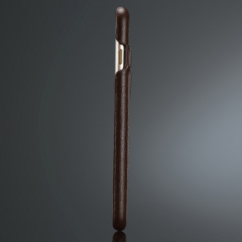 Fierre Shann Litchi Texture Etui en cuir véritable pour iPhone 8 Plus et 7 Plus, avec fentes pour cartes (Marron) SH106Z680-07