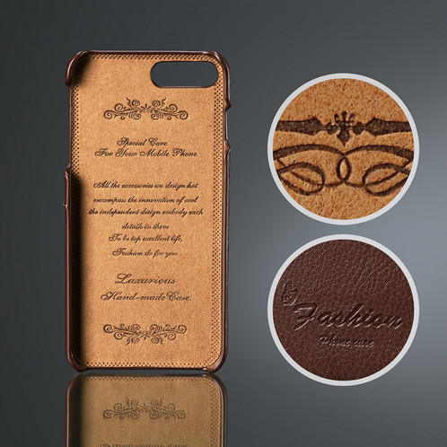 Fierre Shann Litchi Texture Etui en cuir véritable pour iPhone 8 Plus et 7 Plus, avec fentes pour cartes (Marron) SH106Z680-07