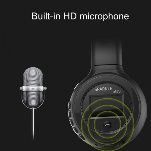 ZEALOT B570 casque de subwoofer Bluetooth sans fil filaire stéréo avec conception d'écran couleur LED et microphone HD et FM, Pour les téléphones mobiles, tablettes et ordinateurs portables, prend en charge une SZ224B936-015