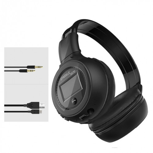ZEALOT B570 casque de subwoofer Bluetooth sans fil filaire stéréo avec conception d'écran couleur LED et microphone HD et FM, Pour les téléphones mobiles, tablettes et ordinateurs portables, prend en charge une SZ224B936-015