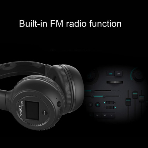 ZEALOT B570 casque de subwoofer Bluetooth sans fil filaire stéréo avec conception d'écran couleur LED et microphone HD et FM, Pour les téléphones mobiles, tablettes et ordinateurs portables, prend en charge une SZ224Z1785-015