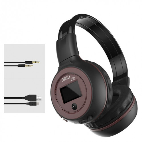 ZEALOT B570 casque de subwoofer Bluetooth sans fil filaire stéréo avec conception d'écran couleur LED et microphone HD et FM, Pour les téléphones mobiles, tablettes et ordinateurs portables, prend en charge une SZ224Z1785-015