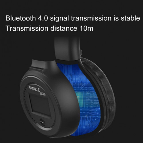 ZEALOT B570 casque de subwoofer Bluetooth sans fil filaire stéréo avec conception d'écran couleur LED et microphone HD et FM, Pour les téléphones mobiles, tablettes et ordinateurs portables, prend en charge une SZ224Z1785-015