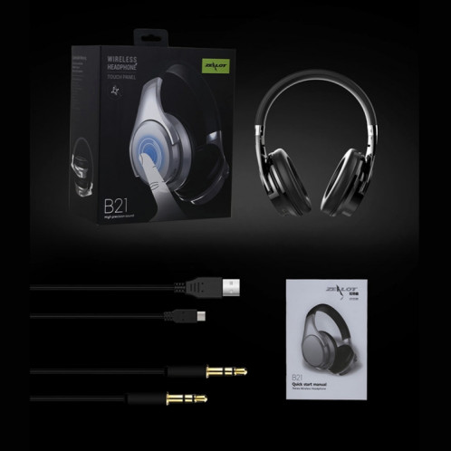 ZEALOT B21 casque stéréo filaire sans fil Bluetooth 4.0 subwoofer avec prise de câble Audio universelle 3,5 mm et microphone HD, Pour téléphones mobiles et tablettes et ordinateurs portables (Argent) SZ226S1702-016