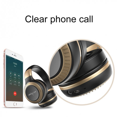 ZEALOT B20 casque stéréo filaire sans fil Bluetooth 4.0 subwoofer avec prise de câble Audio universelle 3,5 mm et microphone HD, Pour téléphones mobiles, tablettes et ordinateurs portables (noir) SZ227B62-013