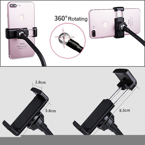 Maquillage USB Selfie Anneau Lumière avec Clip Support paresseux support de téléphone portable stand, avec 3-Light Mode, 10-niveau luminosité LED lampe de bureau, Compatible avec iPhone / Android, pour le streaming SH62551662-09