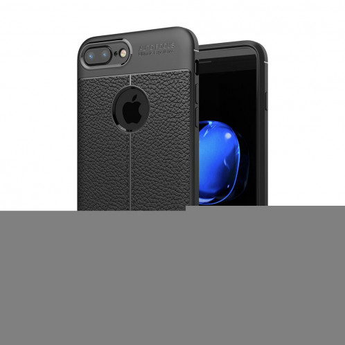 Etui de protection arrière en TPU Litchi Texture pour iPhone 8 Plus & 7 Plus (Noir) SH811B1041-011