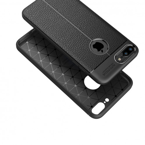 Pour iPhone 8 Plus & 7 Plus TPU Litchi Texture Housse de protection arrière (marine) SH11NV1065-011