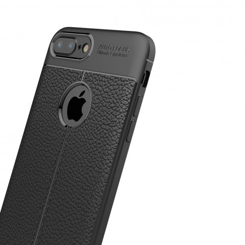 Etui de protection arrière en TPU Litchi Texture pour iPhone 8 Plus & 7 Plus (Noir) SH811B1041-011