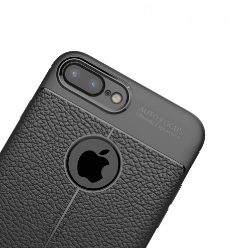 Pour iPhone 8 Plus & 7 Plus TPU Litchi Texture Housse de protection arrière (marine) SH11NV1065-011