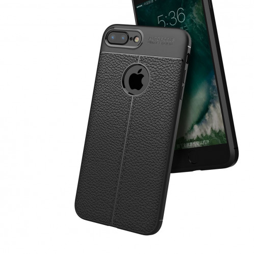 Etui de protection arrière en TPU Litchi Texture pour iPhone 8 Plus & 7 Plus (Noir) SH811B1041-011