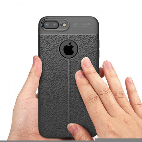 Etui de protection arrière en TPU Litchi Texture pour iPhone 8 Plus & 7 Plus (Noir) SH811B1041-011