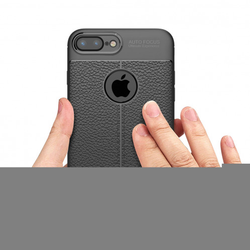 Pour iPhone 8 Plus & 7 Plus TPU Litchi Texture Housse de protection arrière (marine) SH11NV1065-011